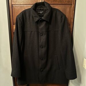 Black Rivet Men's Sleek Dark Trench Coat